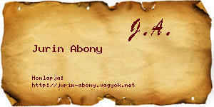 Jurin Abony névjegykártya